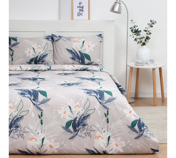 Комплект постельного белья Экономь и Я 2 спальный Ice petal 175х215 см, 180х215 см, 50х70 см, 2 шт, полисатин, 80 г/кв.м 10624077 1