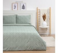 Комплект постельного белья LoveLife Tufting 1.5 спальный Ромб 143х215 см, 150х230 см, 50х70 см, 2 шт, цвет зеленый, 110 г/кв.м 10323072