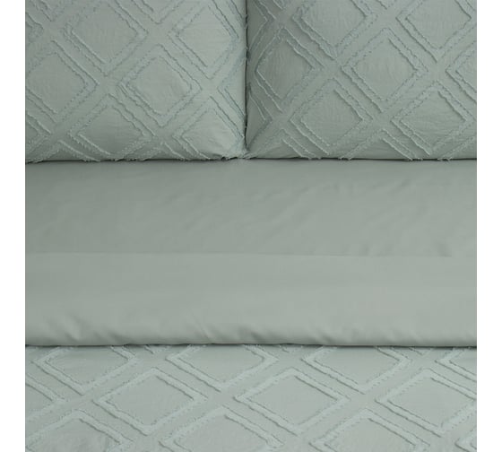 Комплект постельного белья LoveLife Tufting 1.5 спальный Ромб 143х215 см, 150х230 см, 50х70 см, 2 шт, цвет зеленый, 110 г/кв.м 10323072