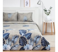 Комплект постельного белья Экономь и Я евро Tropical forest 200х215 см, 200х215 см, 50х70 см, 2 шт, полисатин, 80 г/кв.м 10624083