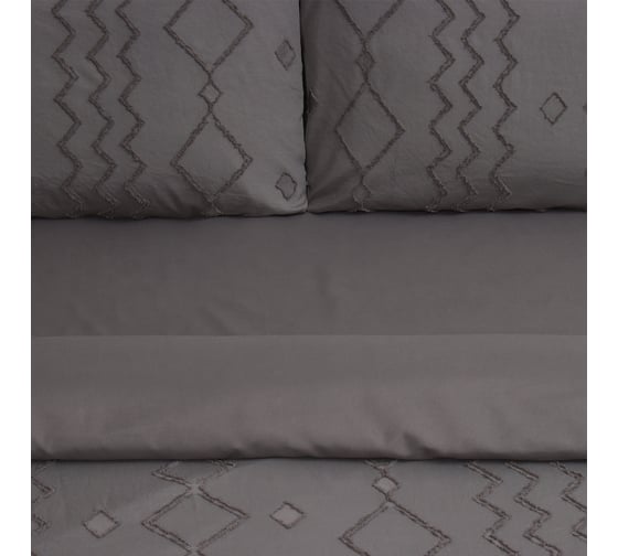 Комплект постельного белья LoveLife Tufting дуэт Орнамент 143х215 см, 2 шт, 230х240 см, 50х70 см, 2 шт, цвет серый, 110 г/кв.м 1032310 10323106