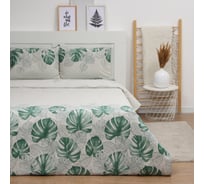 Комплект постельного белья LoveLife 2 спальный Монстера 175х215 см, 210х220 см, 50х70 см, 2 шт, 100% хлопок, бязь, 125 г/кв.м 10404375
