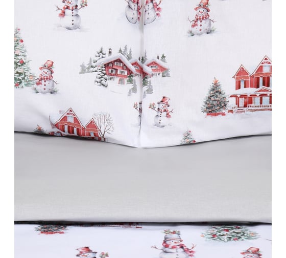 Комплект постельного белья Этель Funny snowman 2 спальный 175х215 см, 200х220 см, 70х70 см 2 шт, поплин 125 г/кв.м 10383281