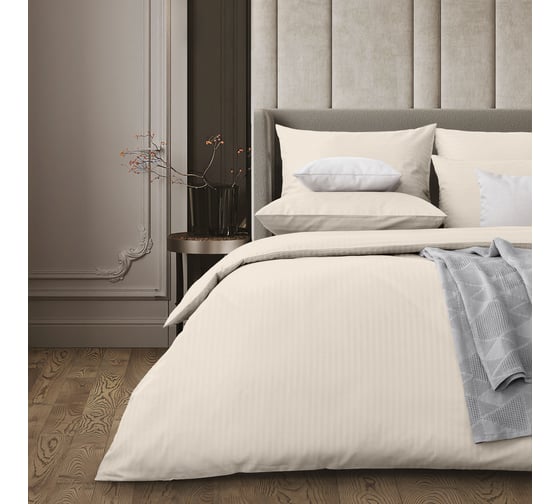 Комплект постельного белья Verossa Страйп, Семейный, Antique White, 120 гр/м2, с наволочками 50/70,70/70 925710