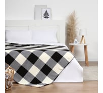 Плед Этель "Клетка черно-бел" 150*200 см, 100% п/э, корал-флис 220 гр/м2 10359401