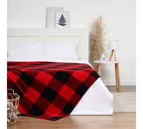Плед Этель "Клетка черно-красн" 200*220 см, 100% п/э, корал-флис 220 гр/м2 10359416