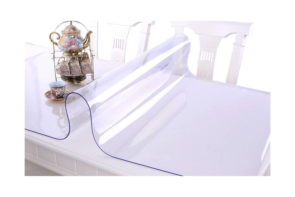 Прозрачная скатерть Dekorelle гибкое стекло, 200*100 см, толщина 0,8 мм ...