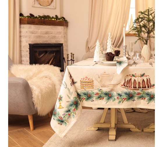 Скатерть Этель New Years treat 150x110 см +/-3 см, с ВГМО, 100% хлопок, саржа 190 гр/м2 10554234