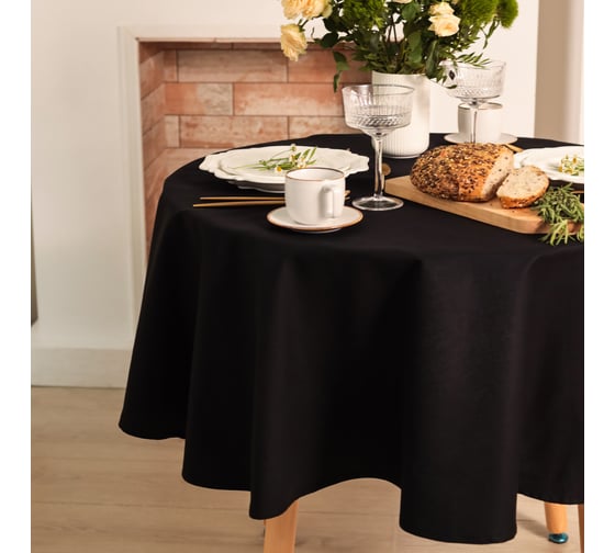 Скатерть Этель Home d 146 +/-2 см, черный, 100% хлопок, саржа 190 г/м2 10472196 1