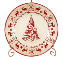 Комплект тарелок десертных ЭЛЕТЕХ Елочка золотистый/красный, 2 шт., d 20 см 4840165061_