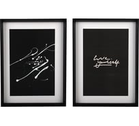 Набор постеров настенных в рамке МДФ "Love yourself" Вещицы, 2 шт., черный, Д300 Ш30 В400 Sof-10