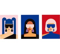 Набор постеров настенных "Авангард" Вещицы, 3 шт., синий, розовый, красный, Д300 В400 Sof-02