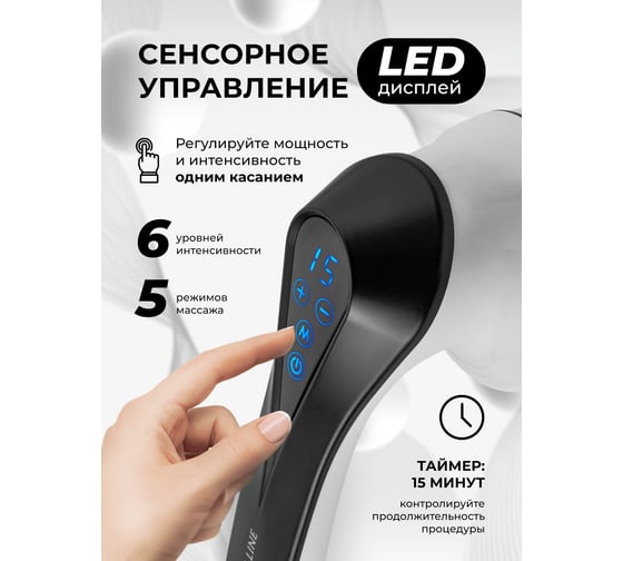 Массажер для тела Galaxy LINE GL 4944, белый с черным, аккумуляторный, 16 Вт 7080349440