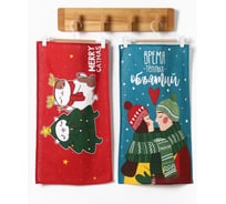 Набор кухонных полотенец Доляна Merry catmas 35х60 см 2 шт, 100% хлопок, 160 г/кв.м 7077426
