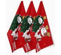 Набор полотенец Доляна Merry catmas 35х60 см - 3 шт, 100% хлопок 160 г/кв.м 10518322