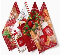 Набор кухонных полотенец Доляна Сказочного Нового года 35х60 см - 4 шт, 100% хлопок 6988428