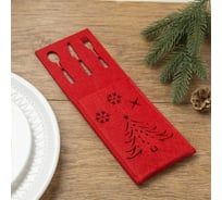 Набор конвертов для столовых приборов Доляна Новый год, цвет красный - 4 шт 9136425