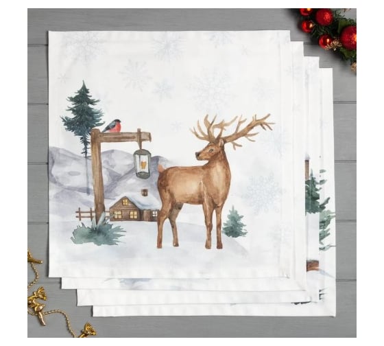 Набор салфеток Этель Forest animals 40х40см 4 шт, 100% хлопок, саржа 190 г/кв.м 7319012