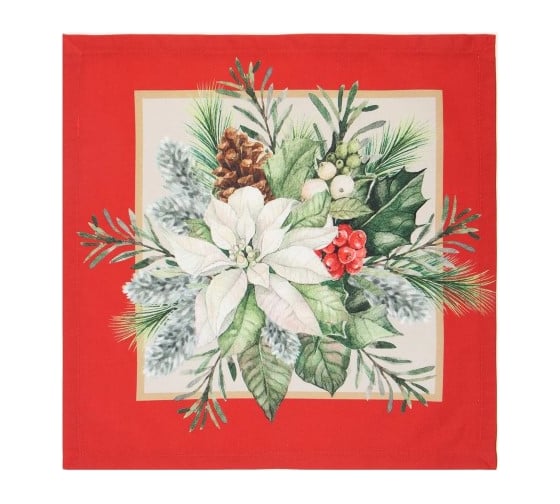 Набор салфеток Этель Рождественский венок 40х40 см, 100% хлопок, саржа 190 г/кв.м - 4 шт 9907900 1