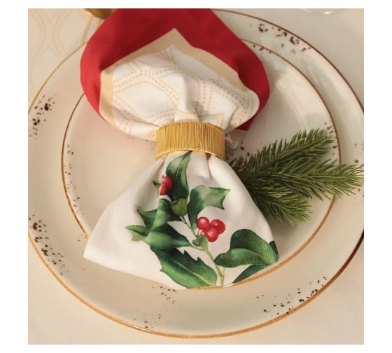 Набор столовый Этель Christmas wreath скатерть 150х110 см +/-3 см с ВГМО, салфетка 40х40 см - 4 шт, 100% хлопок 10554225