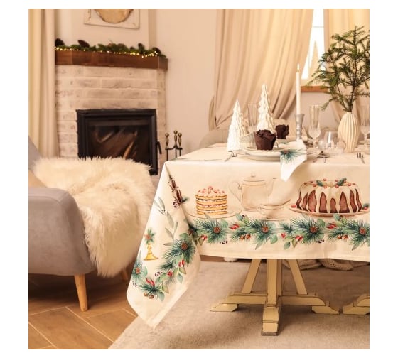 Набор столовый Этель New Years treat скатерть 150х220 см +/-3 см с ВГМО, салфетка 40х40 см - 12 шт, 100% хлопок 10554239