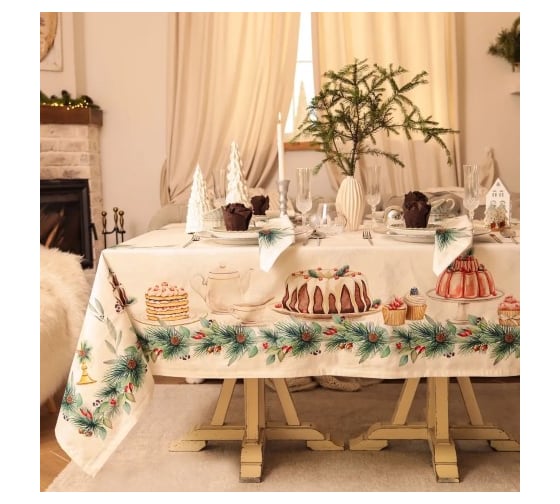 Набор столовый Этель New Years treat скатерть 150х220 см +/-3 см с ВГМО, салфетка 40х40 см - 12 шт, 100% хлопок 10554239