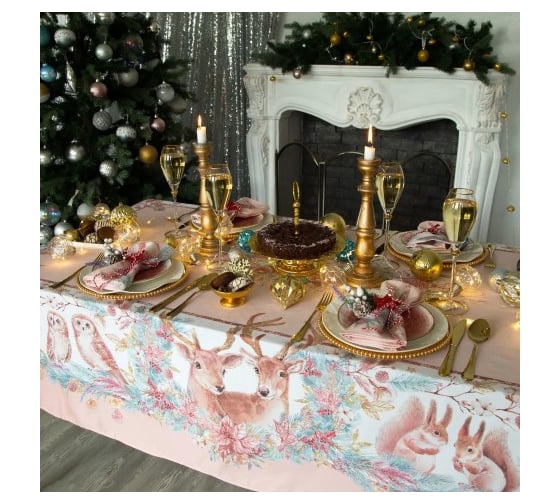 Набор столовый Этель Pink magic скатерть 150х110 см +/-3 см с ГМВО, салфетка 40х40 см - 4 шт, 100% хлопок 4496659