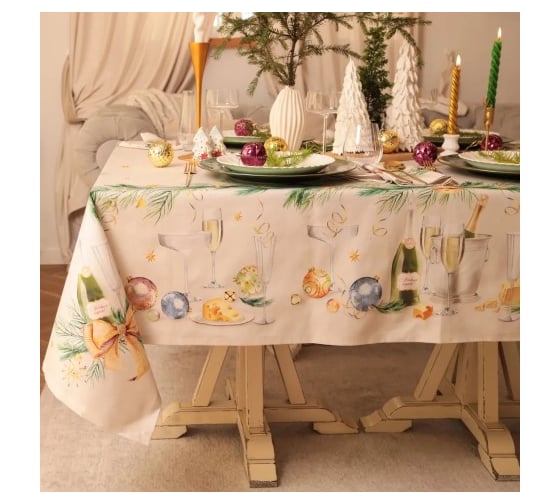 Набор столовый Этель Spruce mood скатерть 150х110 см +/-3 см с ВГМО, салфетка 40х40 см - 4 шт, 100% хлопок 10554215