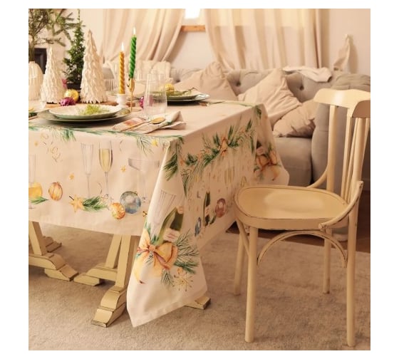 Набор столовый Этель Spruce mood скатерть 150х220 см +/-3 см с ВГМО, салфетка 40х40 см - 12 шт, 100% хлопок 10554219