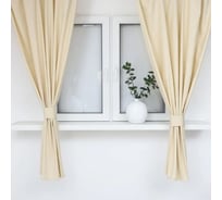 Комплект штор для кухни Этель с подхватами Home цвет молочный, 150х180 см - 2 шт 10472163