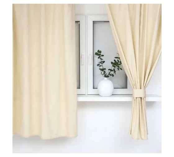 Комплект штор для кухни Этель с подхватами Home цвет молочный, 150х180 см - 2 шт 10472163