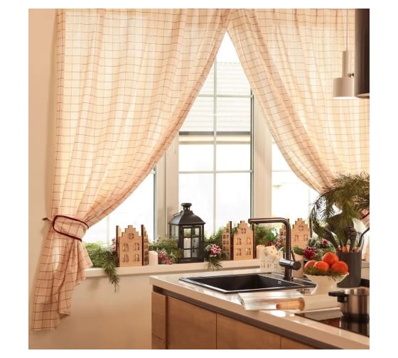 Комплект штор для кухни Этель с подхватами Bright cage 150х180 см 2 шт, 100% хлопок 10658873