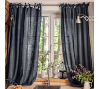Комплект штор для кухни Этель с завязками Linen collection, grey, 145х180 см - 2 шт, 100% лен 10337604