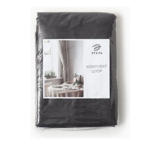 Комплект штор для кухни Этель с завязками Linen collection, grey, 145х180 см - 2 шт, 100% лен 10337604