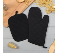Кухонный набор Этель чёрный: варежка-прихватка 15х30 см, прихватка 18х21 см 9548893