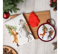 Подарочный набор Этель Лесные звери: полотенце 40х70 см, форма для выпекания, прихватка 10419833