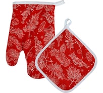 Прихватка с рукавицей МУЛЬТИДОМ Сказочный лес, набор из 2-х предметов, красный МТ2-434