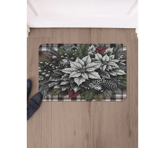 Коврик в прихожую JoyArty прямоугольный Серые цветы 58x38 см sbmrec_sd3906_58x38