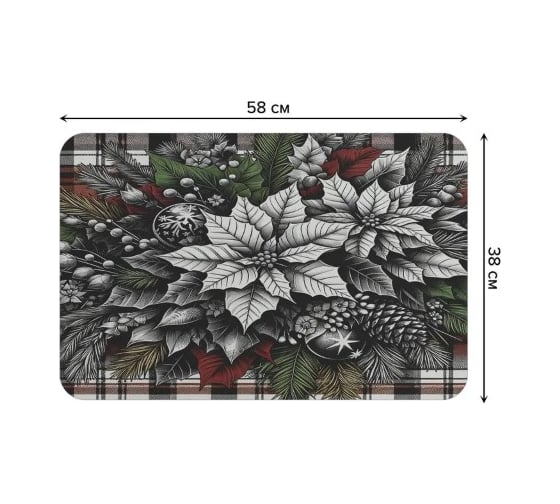 Коврик в прихожую JoyArty прямоугольный Серые цветы 58x38 см sbmrec_sd3906_58x38