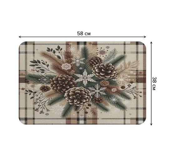 Коврик в прихожую JoyArty прямоугольный Шишки в иголках 58x38 см sbmrec_sd3905_58x38