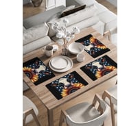 Сервировочные салфетки на стол JoyArty "Корова и подсолнух", 30x46 см , ser002_sd3437_30x46