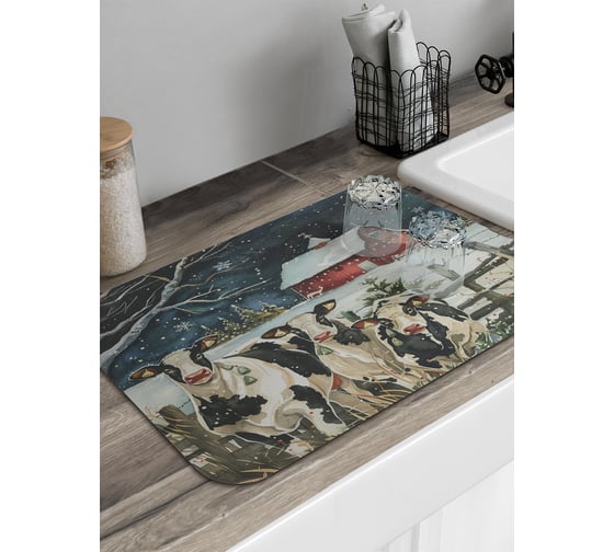 Коврик для сушки посуды JoyArty Коровы на прогулке 58x38 см sbmrec_sd3988_58x38 1