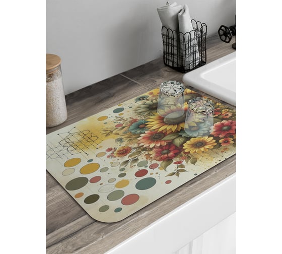 Коврик для сушки посуды JoyArty Волшебные цветы 58x38 см sbmrec_sd3563_58x38 1