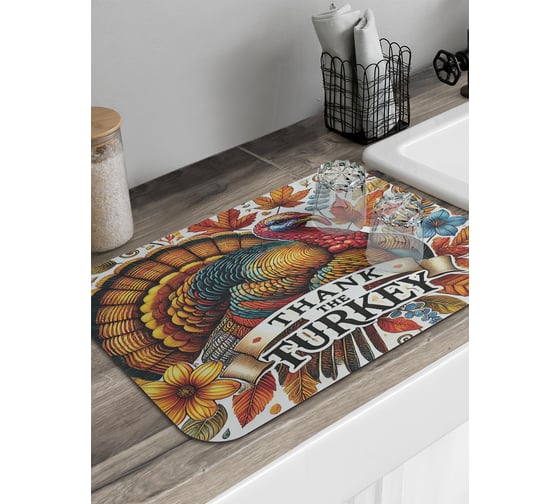 Коврик для сушки посуды JoyArty Индюшка в цветах 58x38 см sbmrec_sd4028_58x38 1