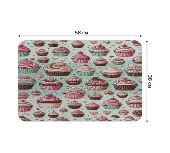 Коврик для сушки посуды JoyArty прямоугольный Пирожные 58x38 см sbmrec_sd3430_58x38