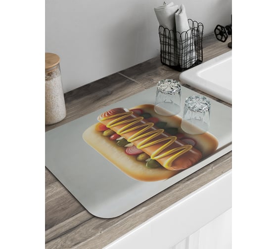 Коврик для сушки посуды JoyArty прямоугольный Хот-дог 58x38 см sbmrec_sd3454_58x38 1