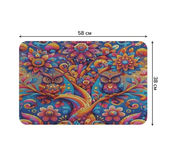 Коврик для сушки посуды JoyArty прямоугольный Цветные совы 58x38 см sbmrec_sd3561_58x38