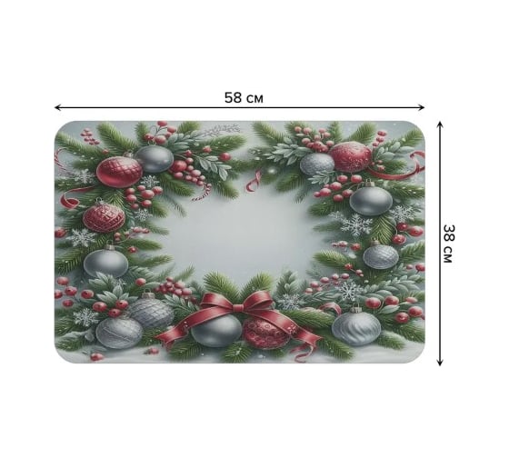 Коврик для сушки посуды JoyArty Праздничный венок 58x38 см sbmrec_sd3950_58x38