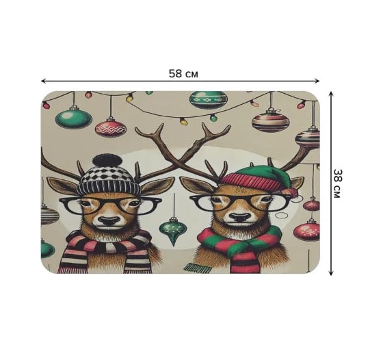Коврик для сушки посуды JoyArty Олени на празднике 58x38 см sbmrec_sd3960_58x38