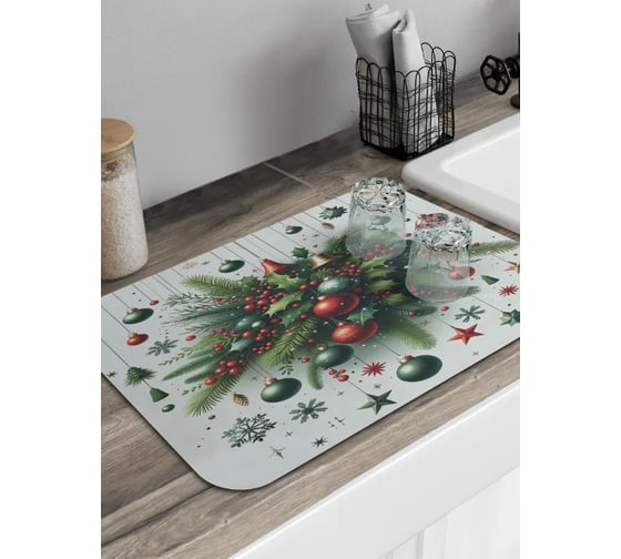 Коврик для сушки посуды JoyArty Новогодние чудеса 58x38 см sbmrec_sd3872_58x38
